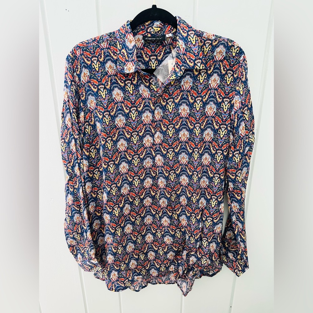 NWT APNY Patterned Button Up Blouse / Large